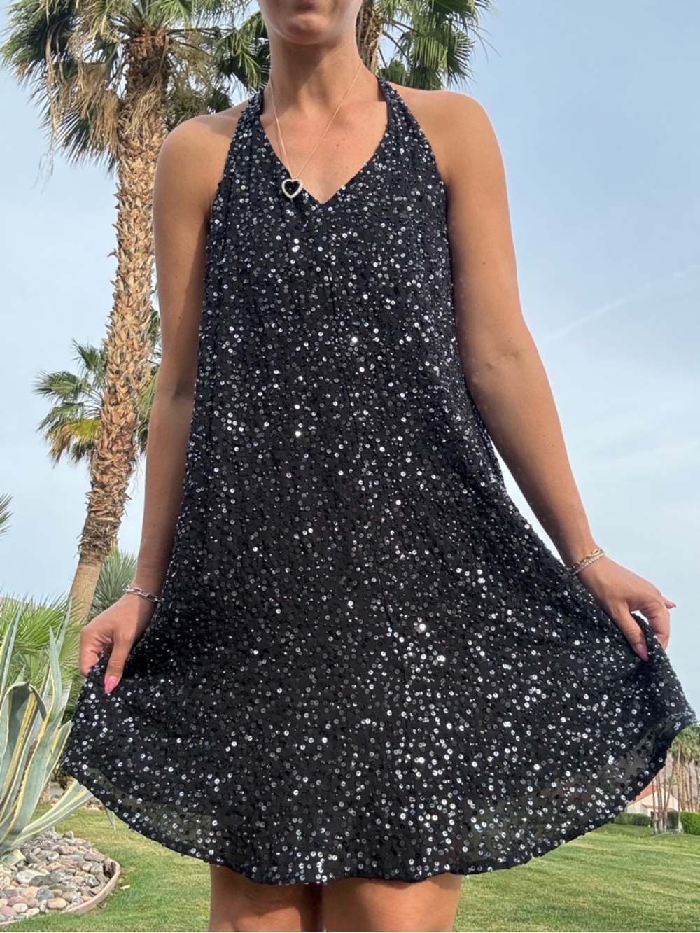 Eileen Fisher Sequin Halter Dress
